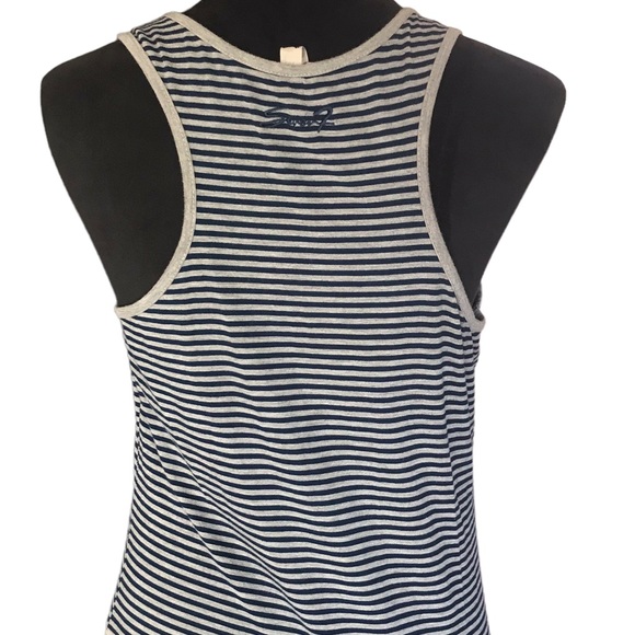 Seven7 Navy Blue and Gray Sleeveless and Striped Maxi Dress - Picture 7 of 10